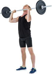 Naklejka na ściany i meble Bodybuilder lifting heavy barbell weights