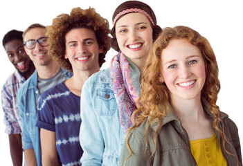 Obraz premium Fashion students smiling in a single line
