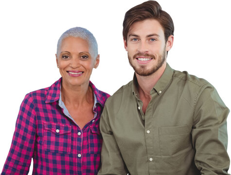 Portrait of a young man and a woman posing