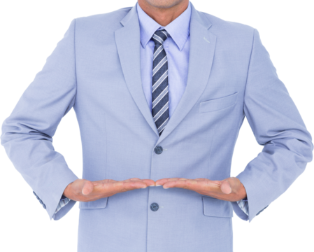 Businessman walking while gesturing with hands