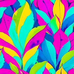 Fototapeta na wymiar watercolor leaves background, seamless pattern with leaves