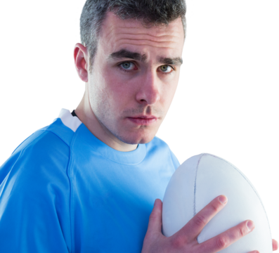 Rugby player holding a rugby ball