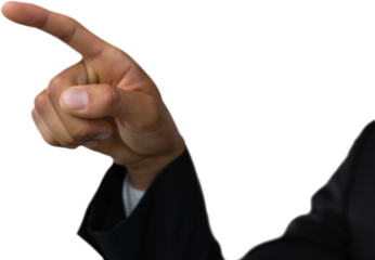 Cropped hand of businessman pointing
