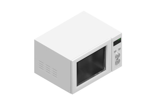 High angle view of white microwave oven