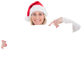 Festive blonde showing white poster