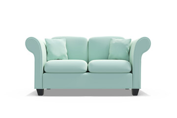 3d image of empty sofa with cushions 