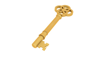 Digitally generated shiny gold key
