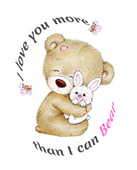 Teddy bear with baby bunny - 587474735