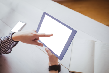 Cropped image of businesswoman using her tablet