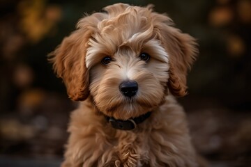 portrait of a dog,  mini Goldendoodle