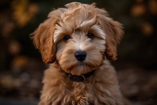 portrait of a dog,  mini Goldendoodle