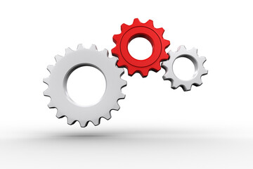White and red cogs and wheels