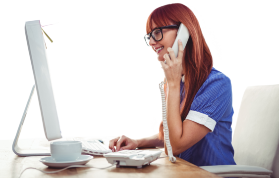 Smiling hipster woman on phone - Powered by Adobe