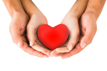 Couple holding miniature heart in hands