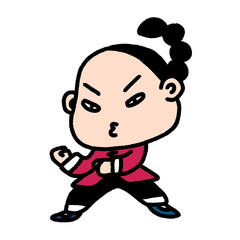 chinese kung fu master, character design, cute cartoon isolated , graphic design for presentation, marketing, art, illustration, t-shirt design, cartoon, comic, advertising, online media