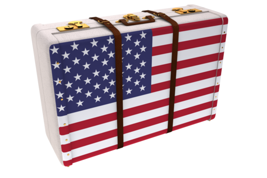 American flag on a suitcase - Powered by Adobe
