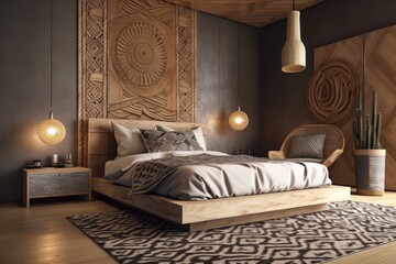 Modern African bedroom. Generative AI