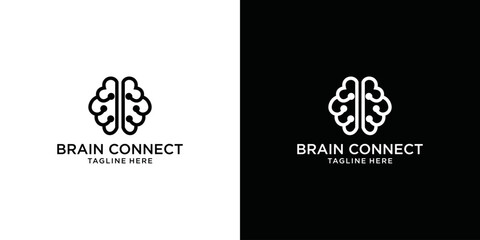 brain vector logo design and connection technology icon vector illustration modern technology brain design template	