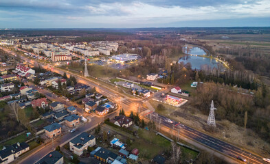 Fototapeta premium View at Pabianice city from a drone 
