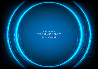 Abstract circle glow blue light background high tech. Concept technology, innovation, big data, Ai, network, business, modern