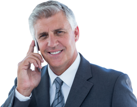 Smiling businessman having a phone call