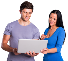 Young couple using a laptop