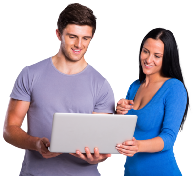 Young couple using a laptop
