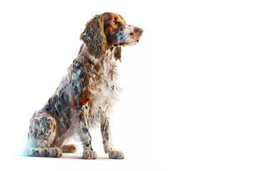 Dog. Dog with red ears on a white background. Copy space. Banner. Generative AI