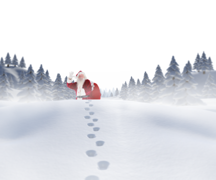 Santa walking in the snow