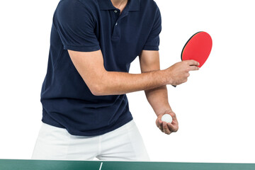 Mid section of athlete man playing table tennis - Powered by Adobe