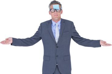  Businessman with post it on his face