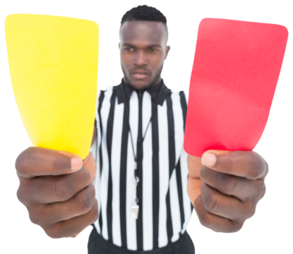 Referee showing yellow and red card