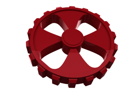 Close-up of red cogwheel