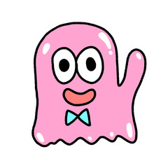 pink jelly monster, character design, cute cartoon isolated , graphic design for presentation, marketing, art, illustration, t-shirt design, cartoon, comic, advertising, online media