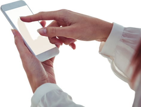 Cropped hand using smartphone - Powered by Adobe