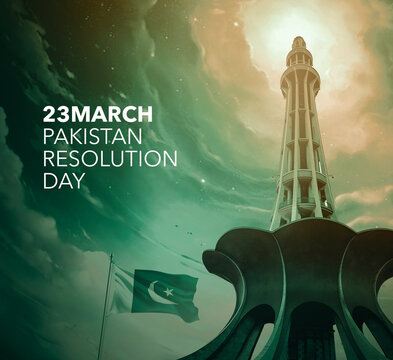 Pakistan Day. 23rd March. Logo. Urdu Arabic Text Translation: Pakistan; The Day of Pakistan. Vector
