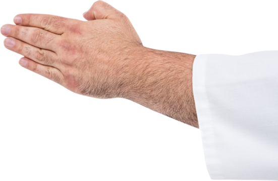 Close-up of karate fighter making hand gesture