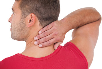 Obraz premium Fit man with injured neck