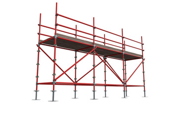 3d illustrative image of scaffolding with wooden suppot