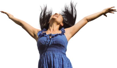 Happy woman standing