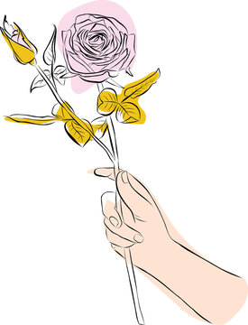 Hand Holding Rose Flower Icon