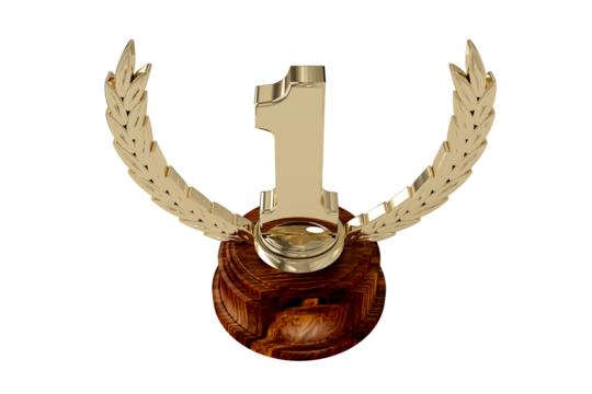 Composite image of first place gold trophy
