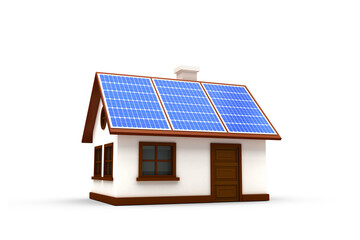 3d illustration of house with solar panels