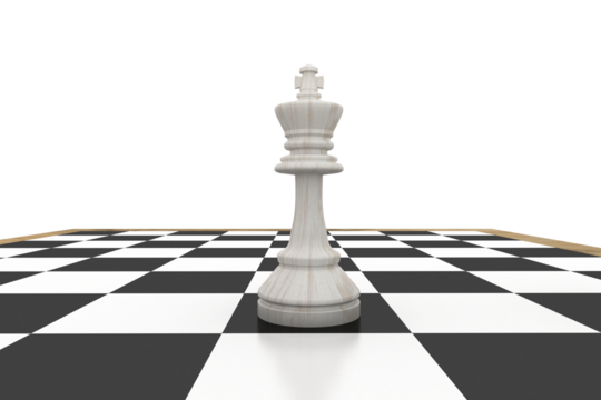 White king on chess board