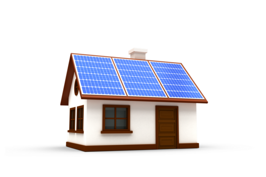 3d illustration of house with solar panels - Powered by Adobe