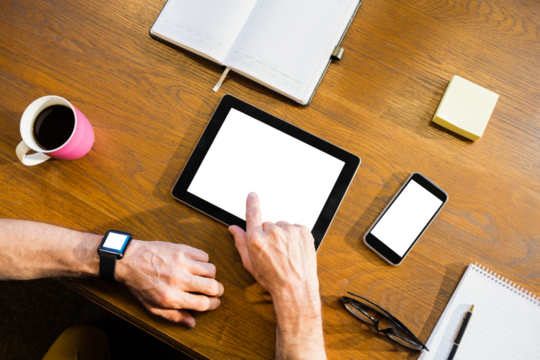 Businessman using a tablet computer