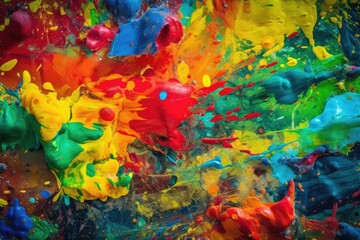 Fototapeta na wymiar vibrant and colorful painting close up. Generative AI