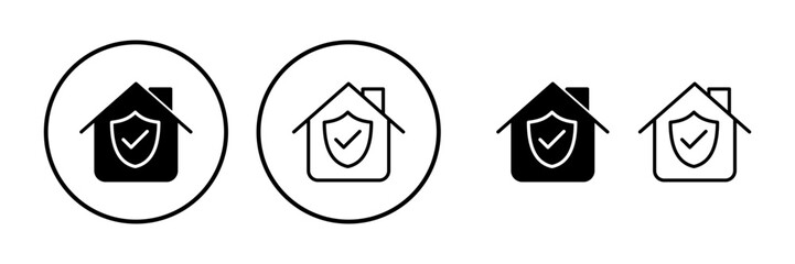 Home insurance icon vector. home shield protect logo