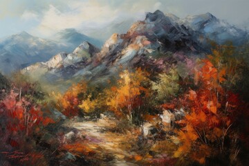 Obraz na płótnie Canvas scenic mountain landscape with trees. Generative AI