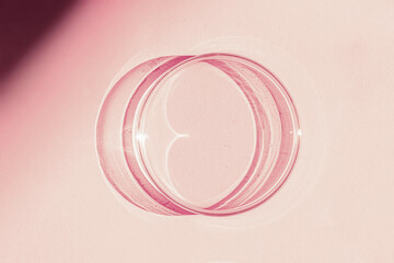 Petri dish. On a pink background.